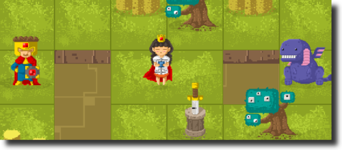 剣を取りモンスターを倒し姫を救うパズルゲーム　Tiled Quest